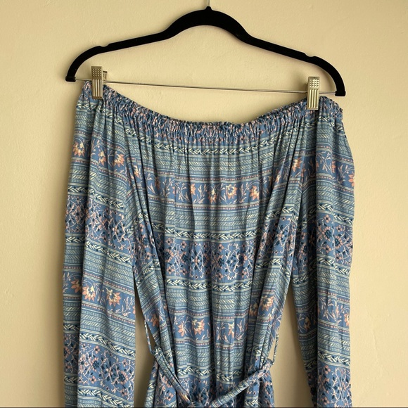 WAYF Blue Off The Shoulder Dress - Picture 3 of 7